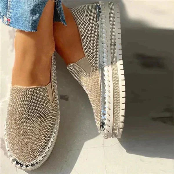 Dames Instappers met Glinsterende Strass Steentjes Luxe Design - Mode Vibes