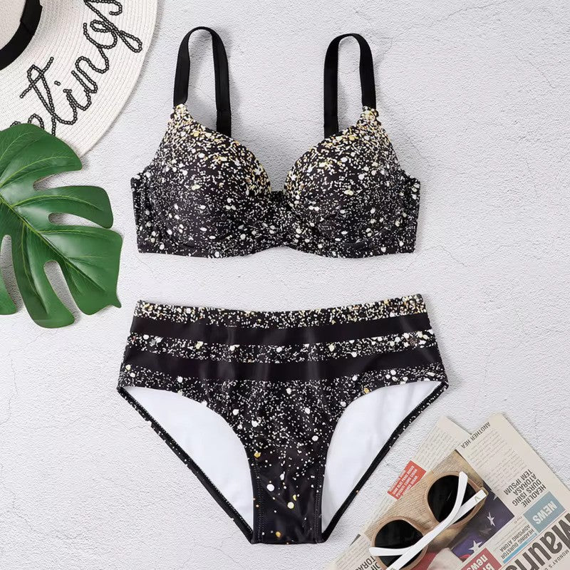 Talia Bikini Set Hoge Taille Bladprint