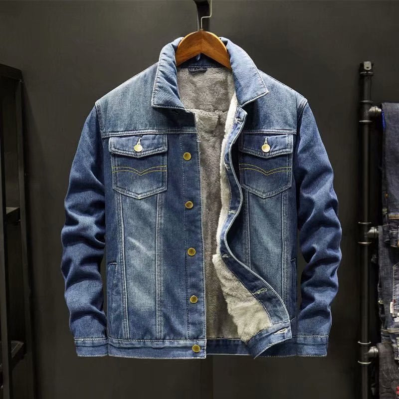 Heren Denim Jas Warm Winter Mode