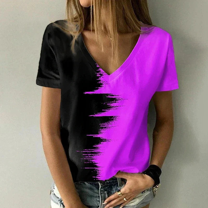 Vrouwen T-shirt Korte Mouwen V-hals Zomer - Mode Vibes