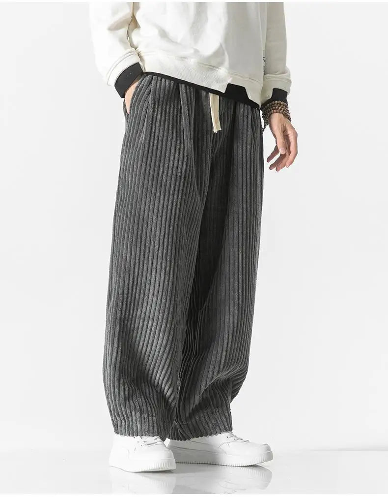 Heren ribgebreide joggingbroek – Relaxed fit met elastische tailleband
