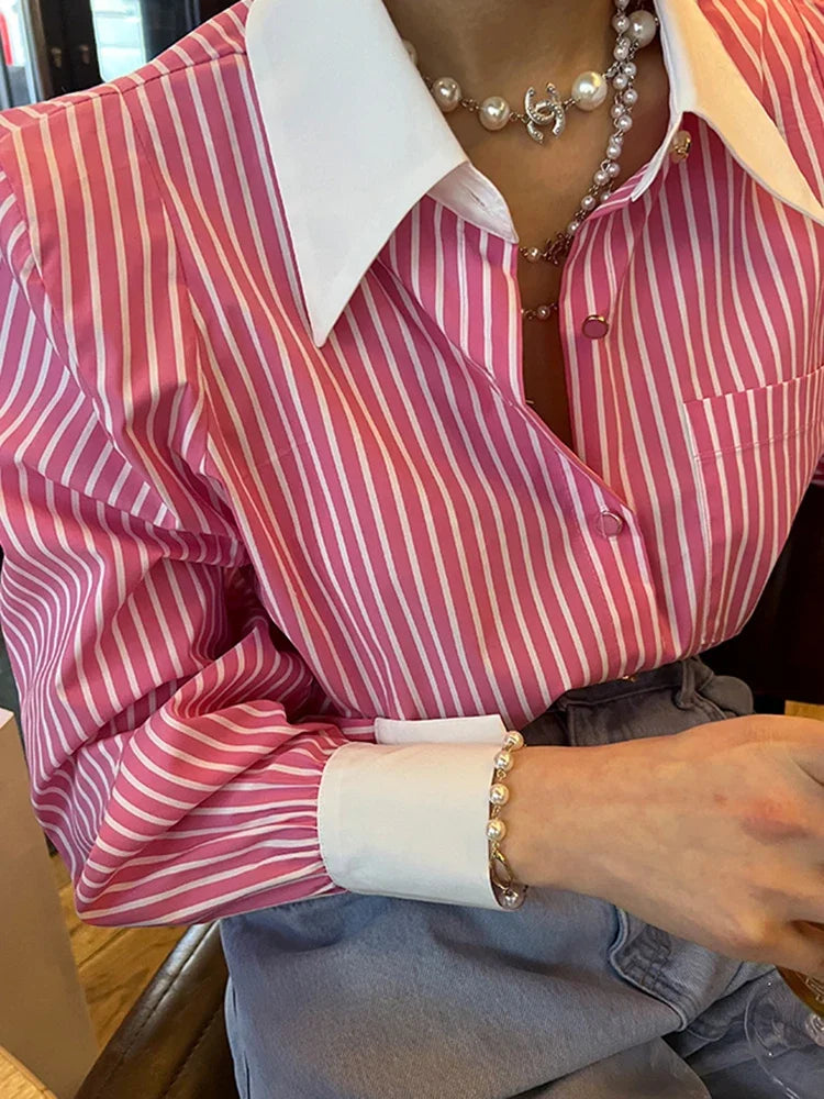 Luxe Chic Stijlvolle Streepblouse