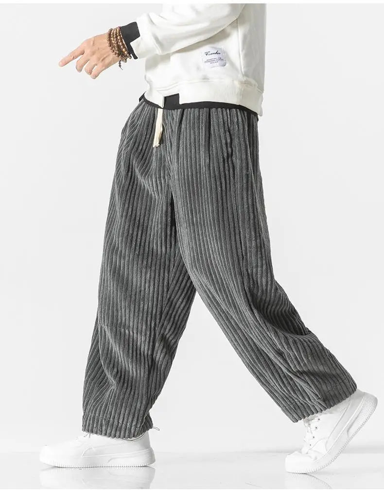 Heren ribgebreide joggingbroek – Relaxed fit met elastische tailleband