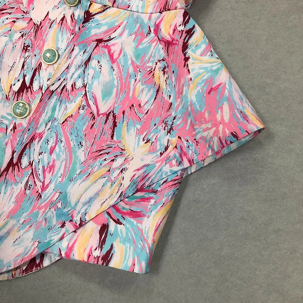 Mini Jurk Zonder Mouwen Abstract Print Vrouwelijk Model