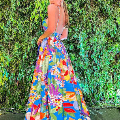 Zomerjurk Zonder Rug Met Vrolijke Vakantieprint - Mode Vibes