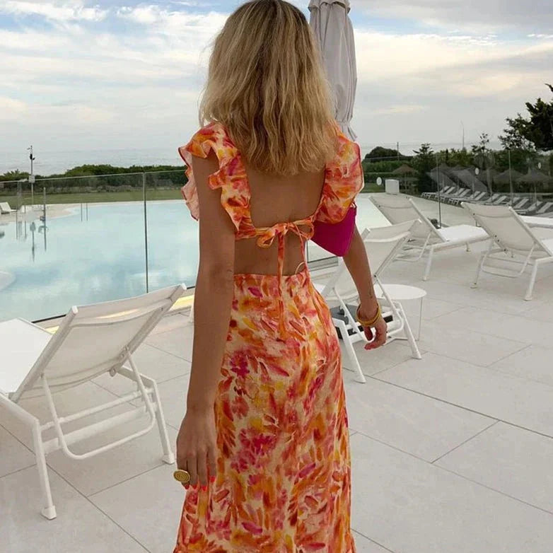 Jurk met Ruches en Bloemenprint