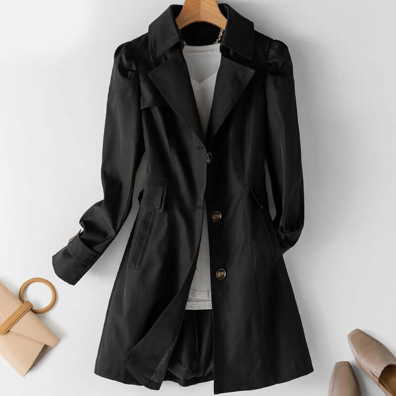 Halflange Dames Trenchcoat met Enkele Knoopsluiting en Elegante Pasvorm