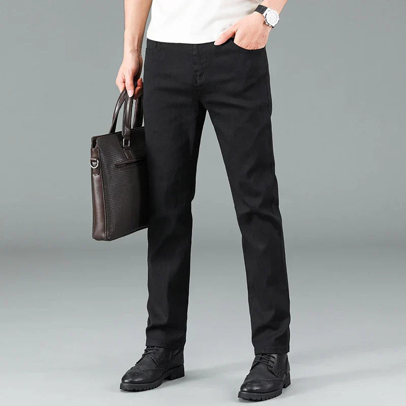 Zwarte Heren Straight Fit Jeans Stretch Stof Milan - Mode Vibes
