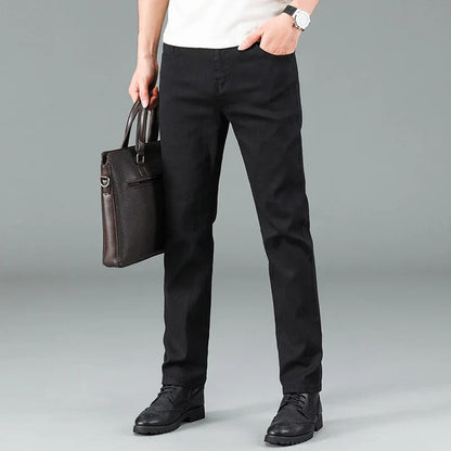 Zwarte Heren Straight Fit Jeans Stretch Stof Milan - Mode Vibes