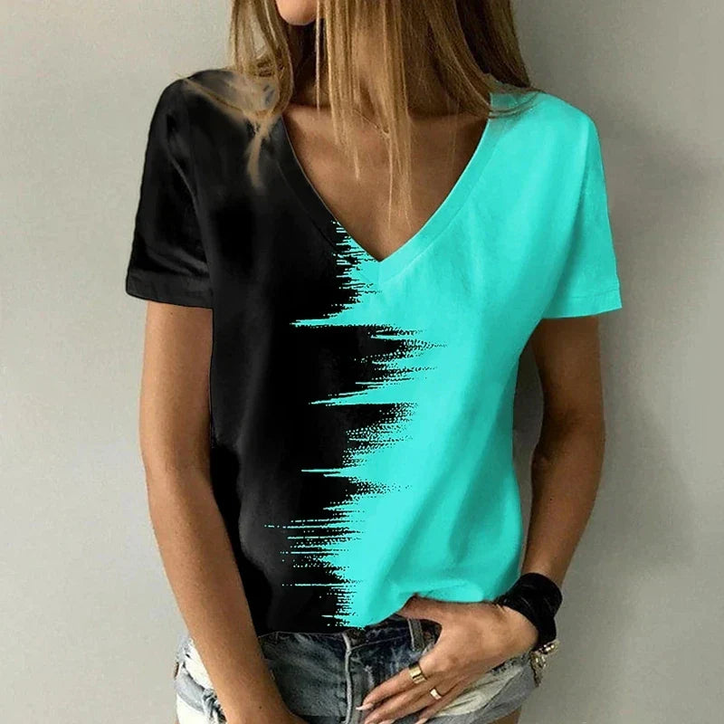 Vrouwen T-shirt Korte Mouwen V-hals Zomer