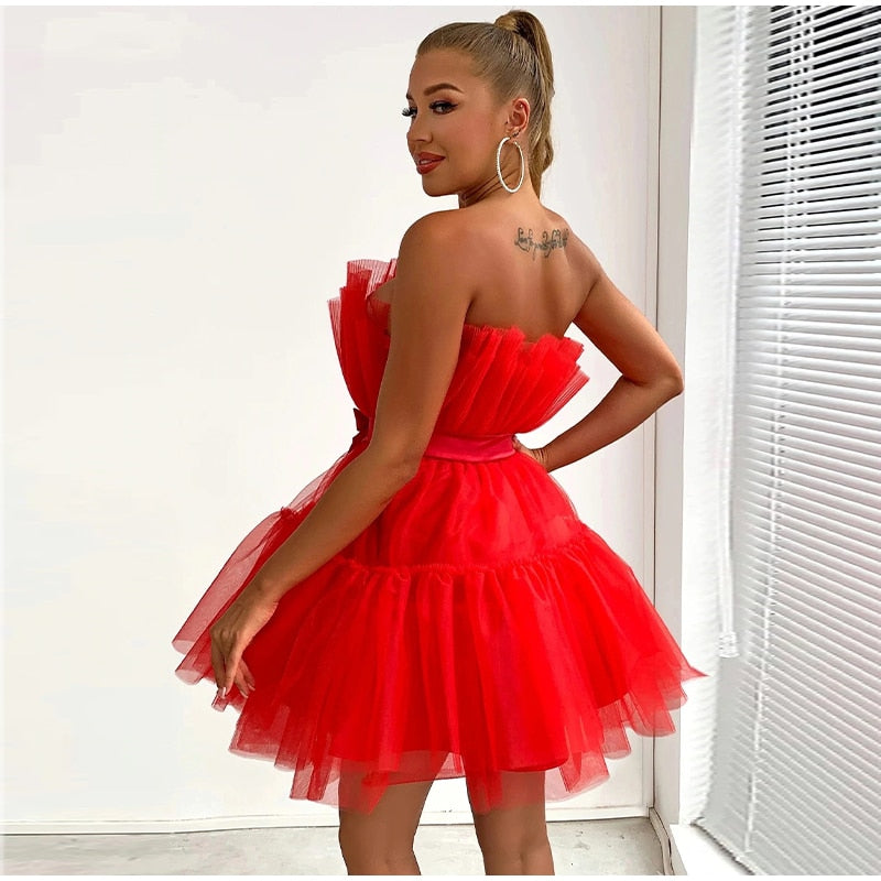 Feestelijke Jurk Tulle Uniek Design Voor Vrouw