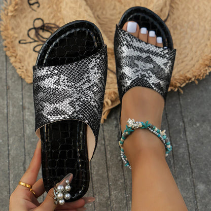 Dames Sandalen Slangenleer Zomer Schoenen Platte Zool