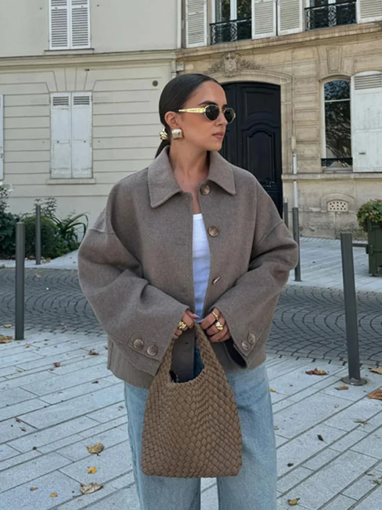 Dames Jas Wolmix Warme Winterjas Klassiek Design - Mode Vibes