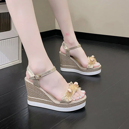 Blikvanger glitter sleehak sandalen