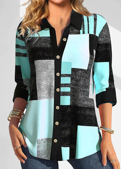 Vrouwelijke Geruite Blouse Casual Stijl