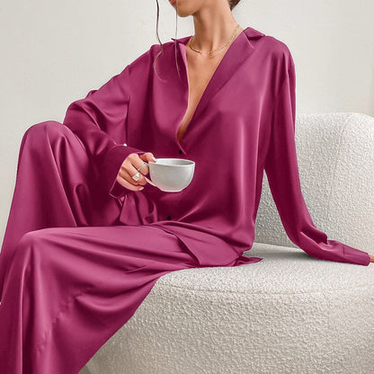 Dames Satijnen Pyjama Set Luxe Slaapwear