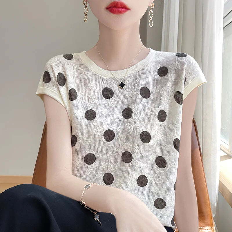 Mira Mode Zomerse Polka Dot Blouse