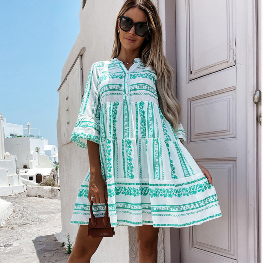 Boho Jurk Zomerse Luchtige Rok met Vrolijk Patroon - Mode Vibes