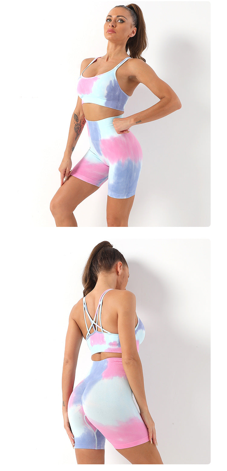 Vrouwelijke Sport Set Korte Broek Tie Dye