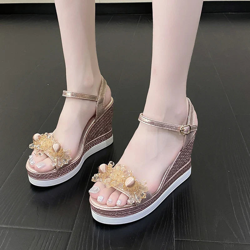 Blikvanger glitter sleehak sandalen