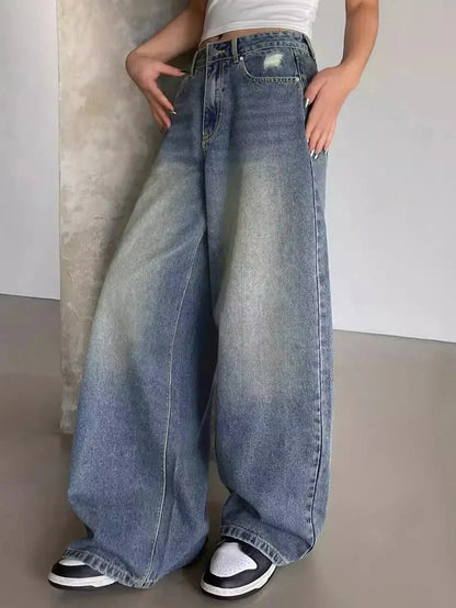 Vrouwelijke Wide Leg Jeans Comfortabele Zomerbroek