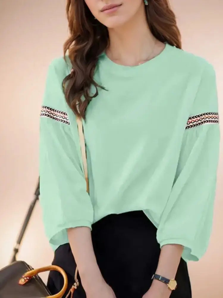 Fresca Chic Zomerblouse met Webbing