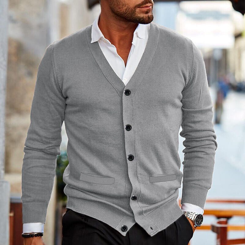 Mannen Cardigan Casual Stefan Vest Zwart Grootste Maten