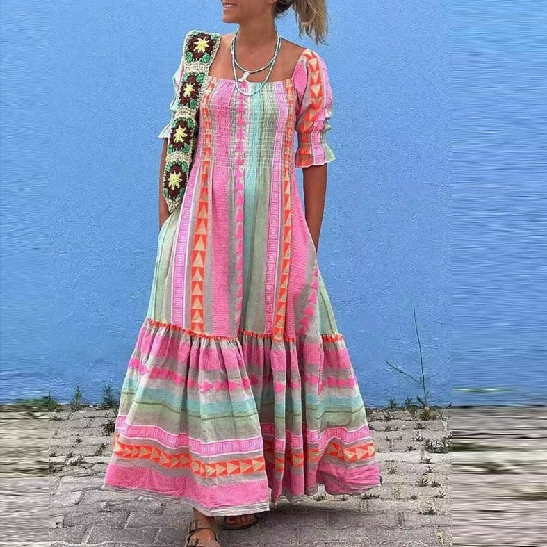 Zomerjurk Vrouwen Jurk Stijlvol Korte Mouw - Mode Vibes