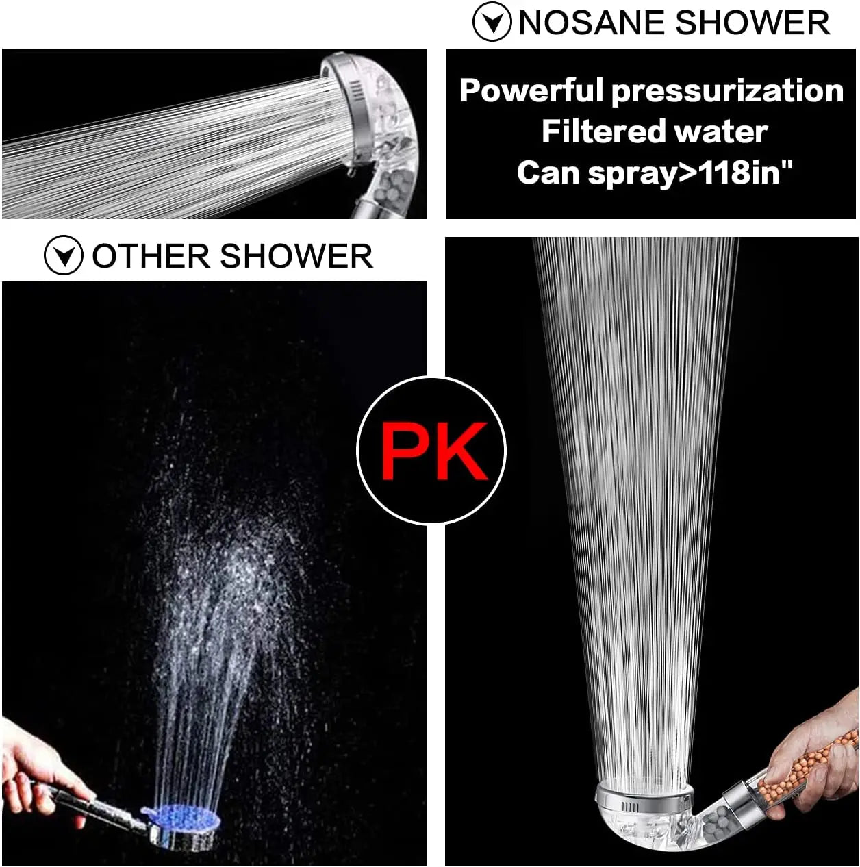 Douchekop Waterbesparend met Filter AquaGlow Hoge Druk