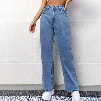 Dames High Waist Jeans Ruime Broek Zijde