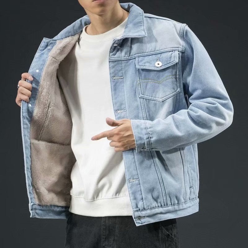 Heren Denim Jas Warm Winter Mode