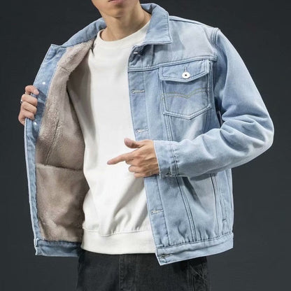 Heren Denim Jas Warm Winter Mode