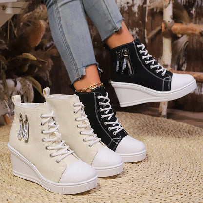 Elegante Wedge Sneaker met Ritssluiting en Verborgen Hak