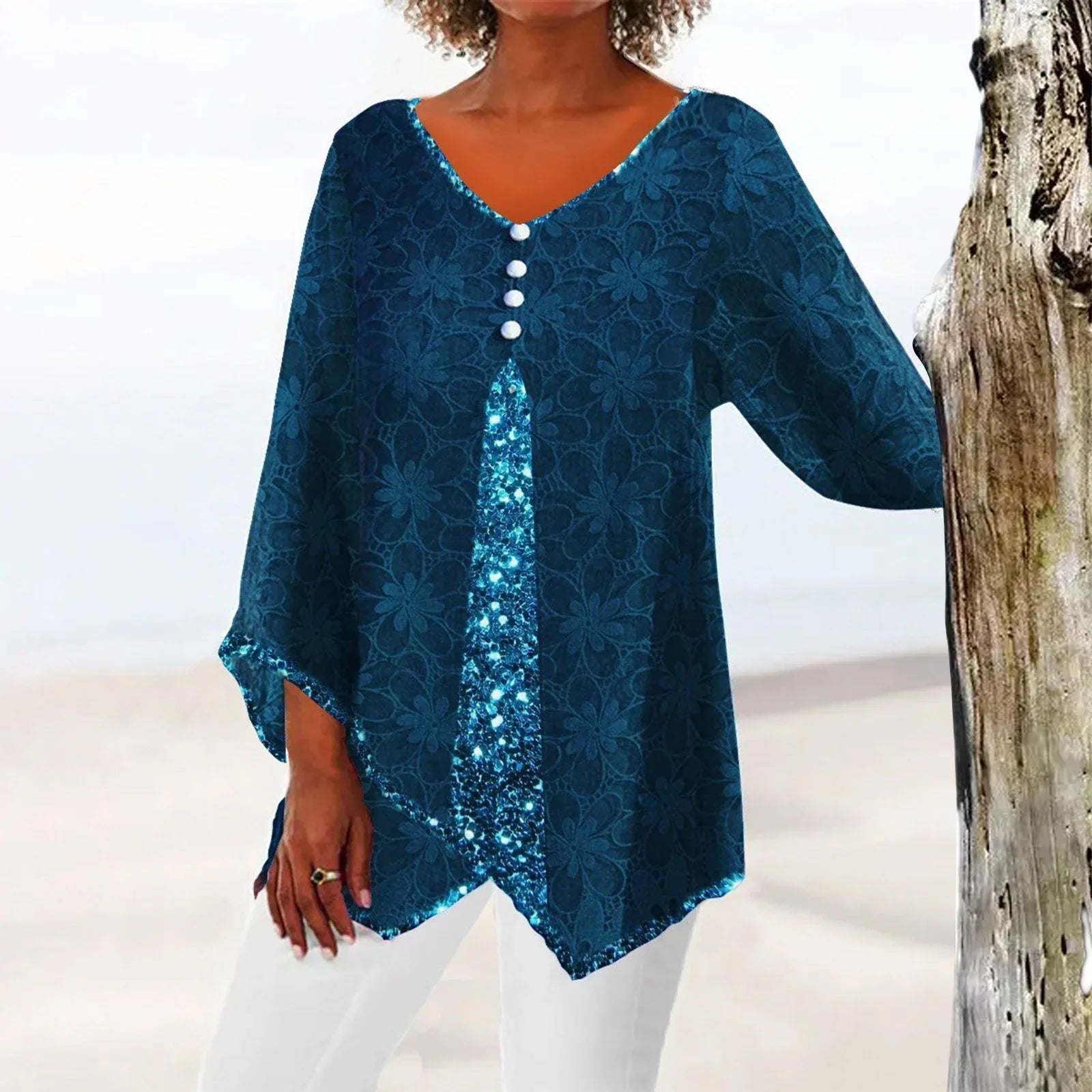 Elegant Vest Oversized Bloemenprint Vintage Stijl - Mode Vibes