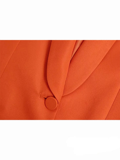 Valeria | Losse vintage blazer met V-hals voor dames | Oranje