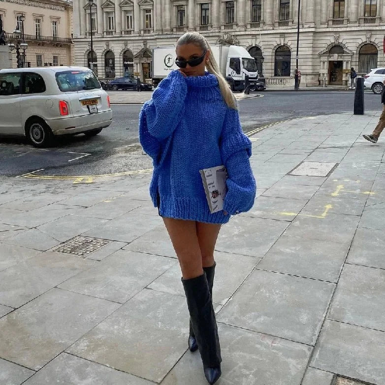 Oversized Rollkraag Trui voor Vrouw - Mode Vibes