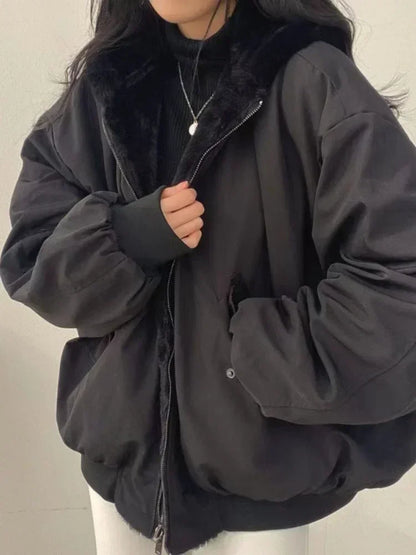 Noa | Dames Oversized Winterjas met Capuchon | Zwart