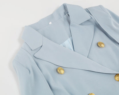 Zwarte Cape Jurk met Gouden Versiering en Blazer Model