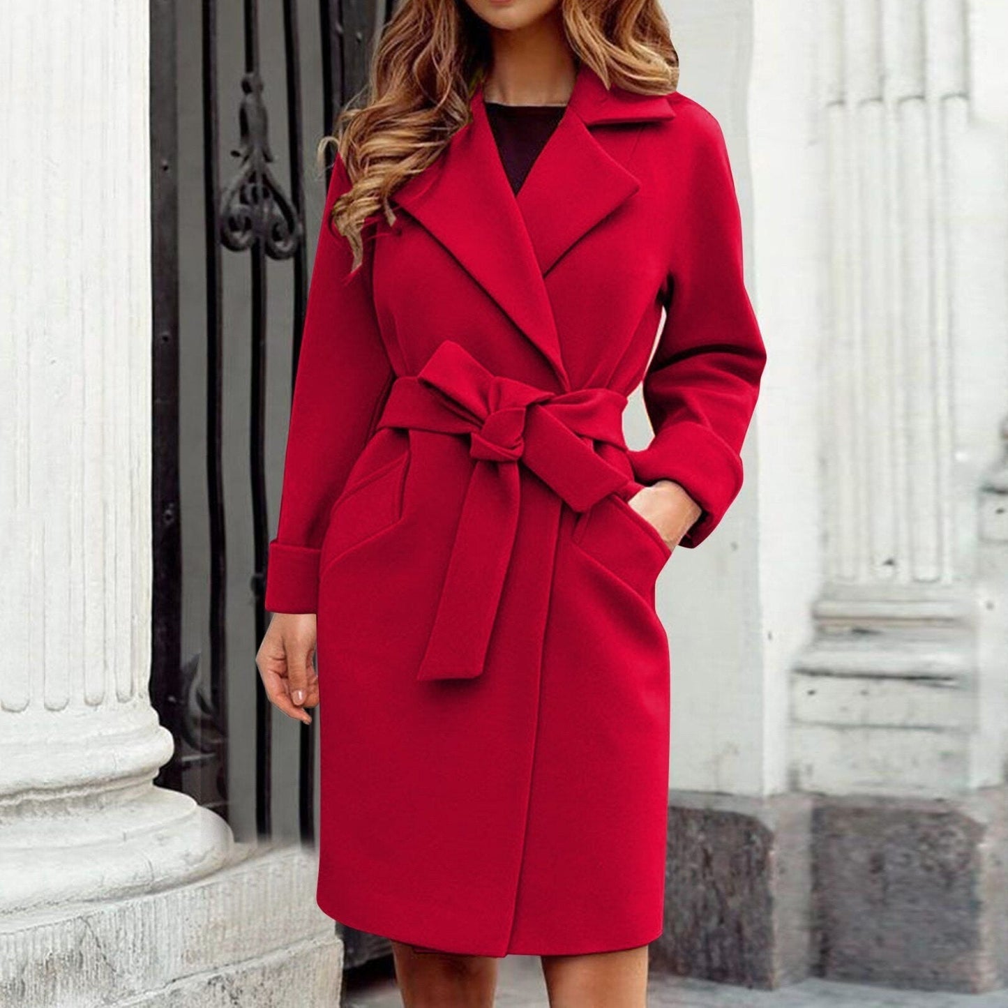 Trenchcoat Dames Lange Winterjas Klassiek Met Knoopsluiting