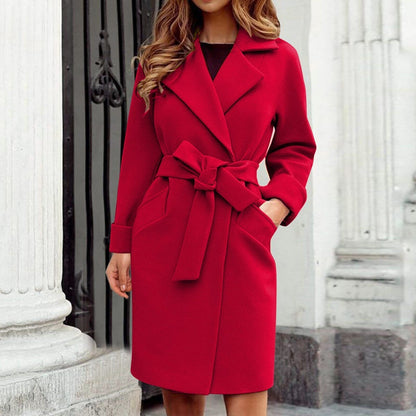 Trenchcoat Dames Lange Winterjas Klassiek Met Knoopsluiting