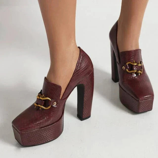 Alessia - Elegante Dames Hak met Platform & Blokhak
