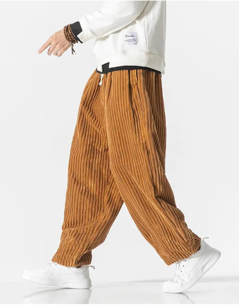 Heren ribgebreide joggingbroek – Relaxed fit met elastische tailleband
