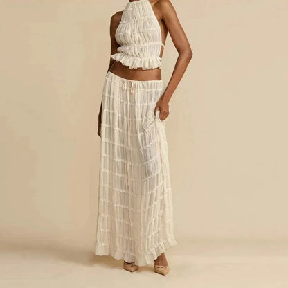 Vrouwelijke Maxirok Set met Rugloze Top ZomerJurk - Mode Vibes