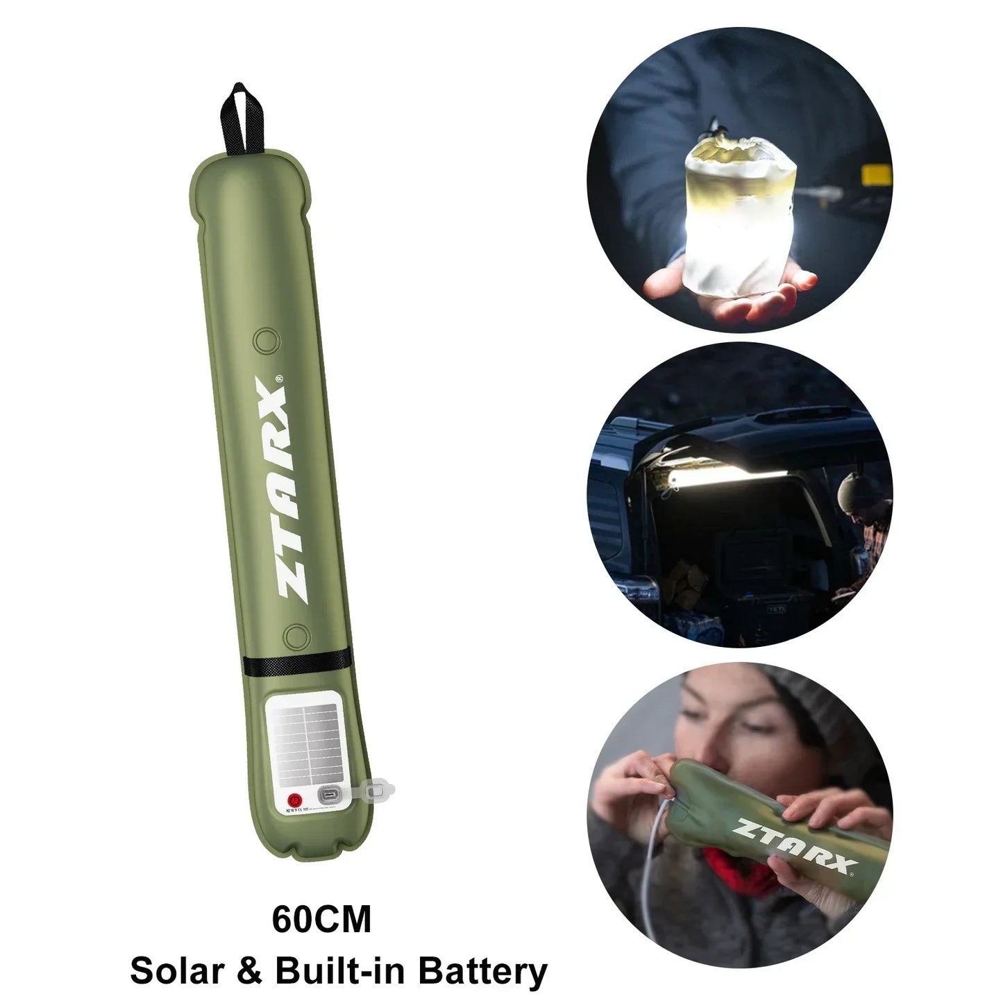 Solar LED Buislamp Opblaasbaar Waterdicht voor Buitengebruik