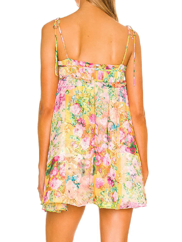 Boho Minijurk Bloemenprint Zonder Rug
