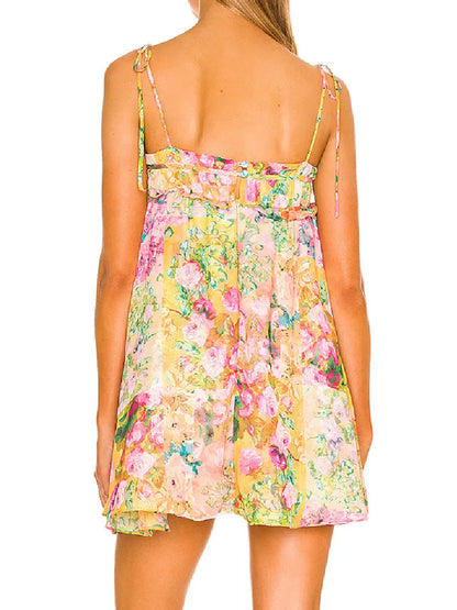 Boho Minijurk Bloemenprint Zonder Rug