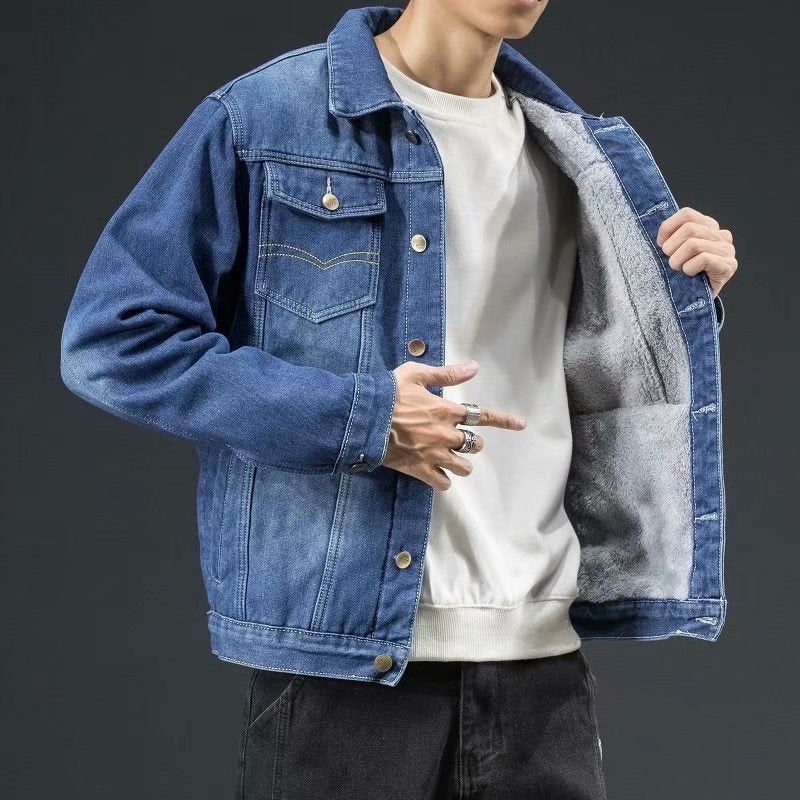 Heren Denim Jas Warm Winter Mode