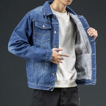Heren Denim Jas Warm Winter Mode