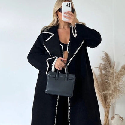 Elegante Lange Jas voor Vrouw Warm en Stijlvol - Mode Vibes