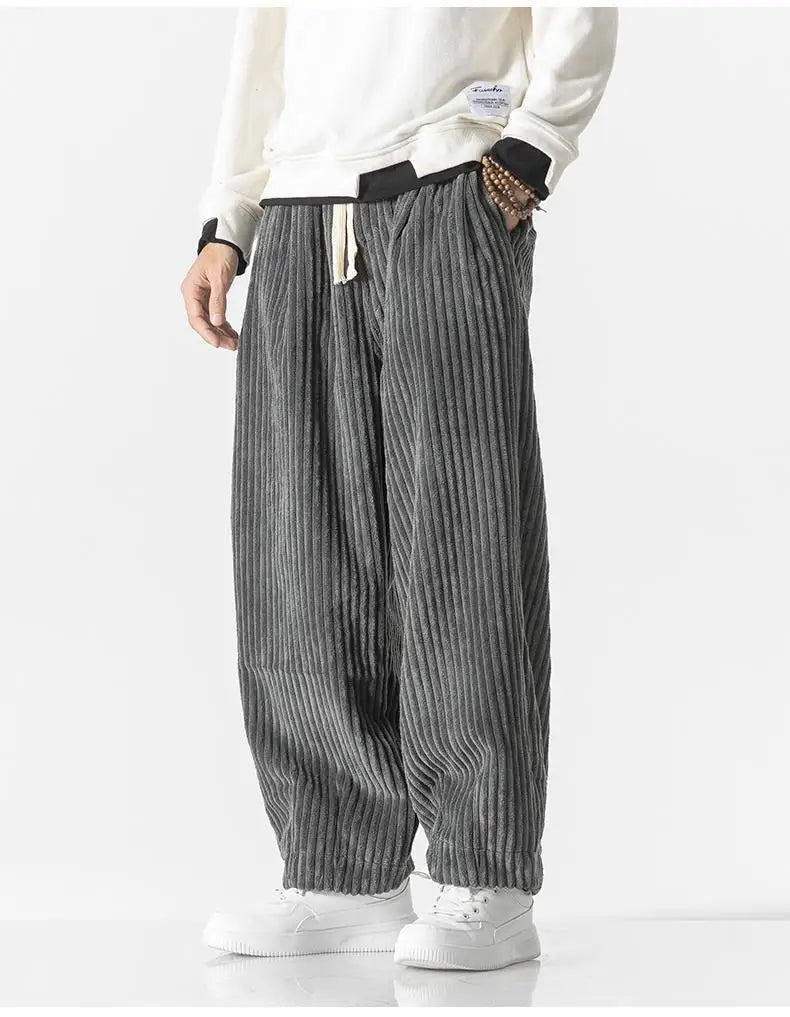 Heren ribgebreide joggingbroek – Relaxed fit met elastische tailleband